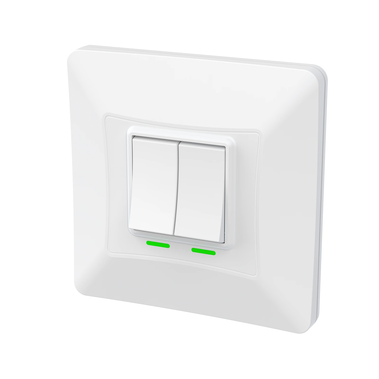 K302 white 2-gang kinetic switch — angle view
