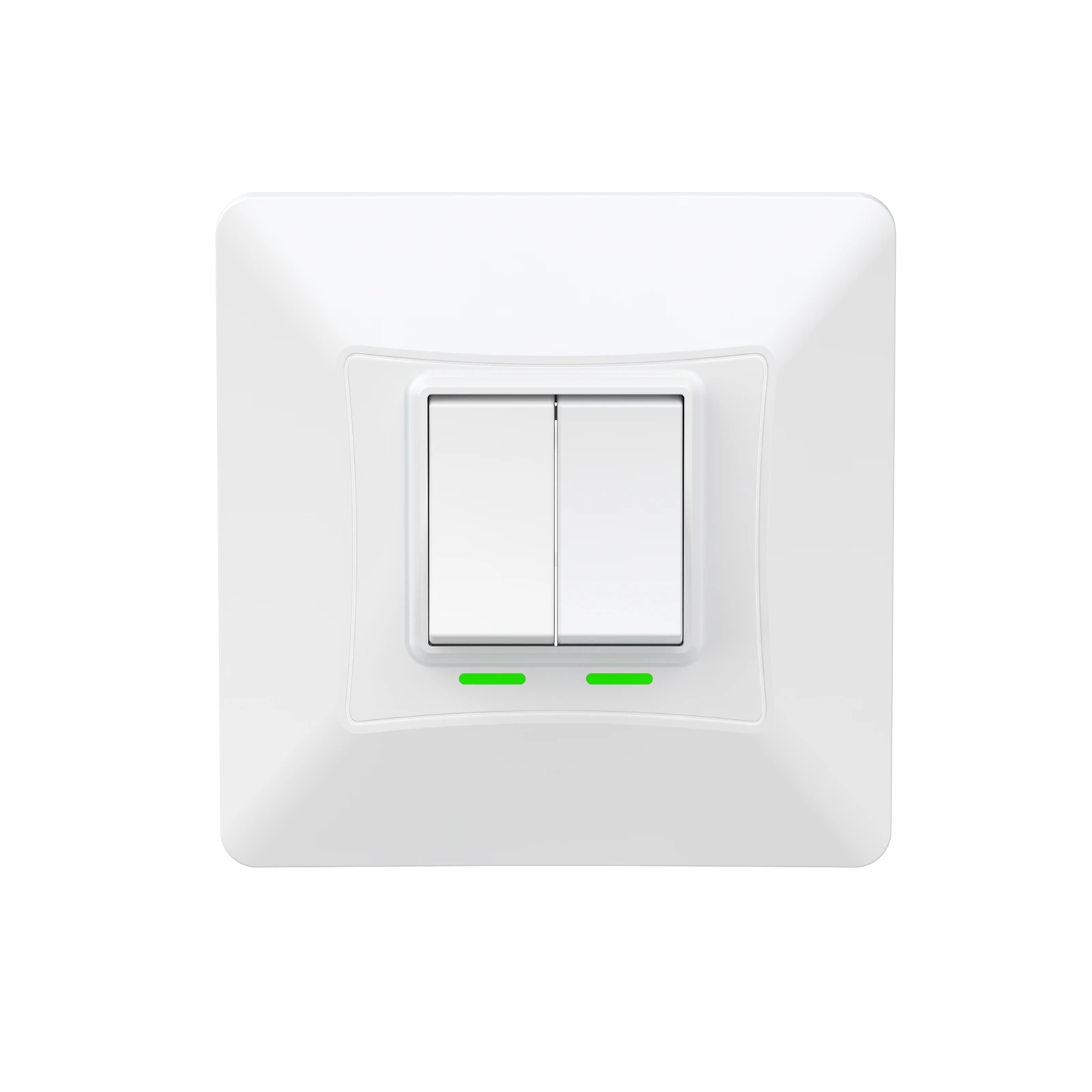 K302 white 2-gang kinetic switch — front view