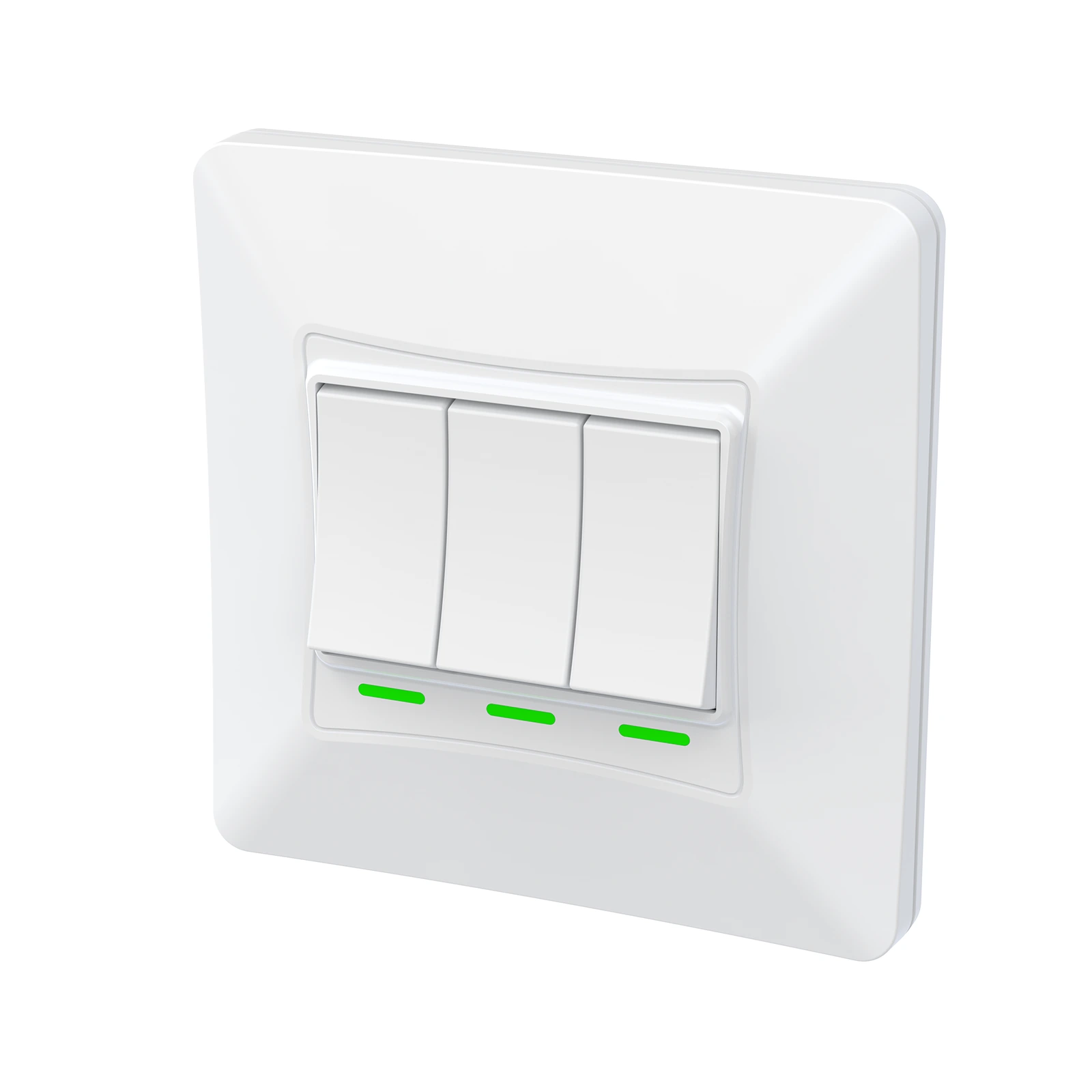 K303 white 3-gang kinetic switch — angle view