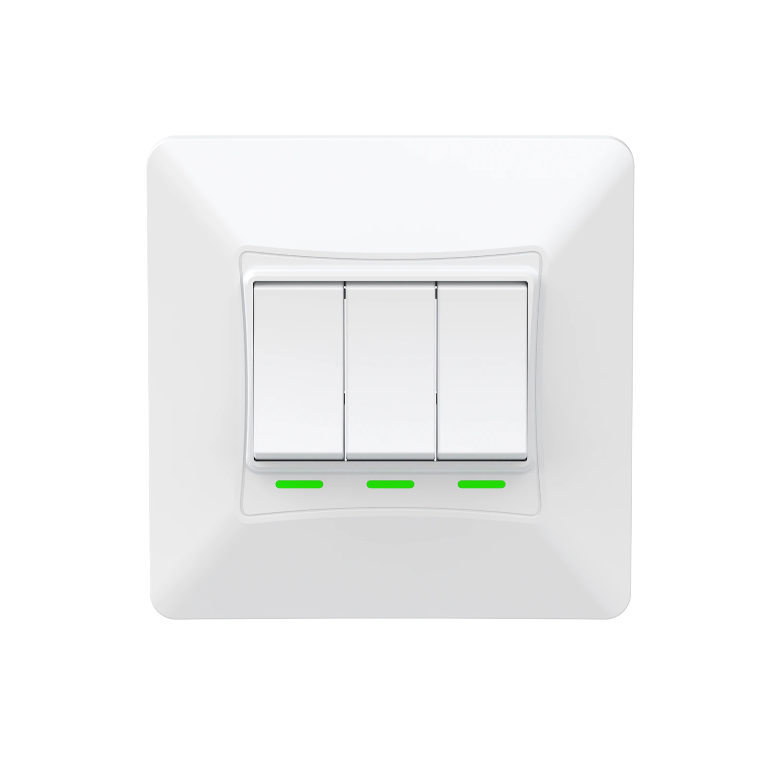 K303 white 3-gang kinetic switch — front view