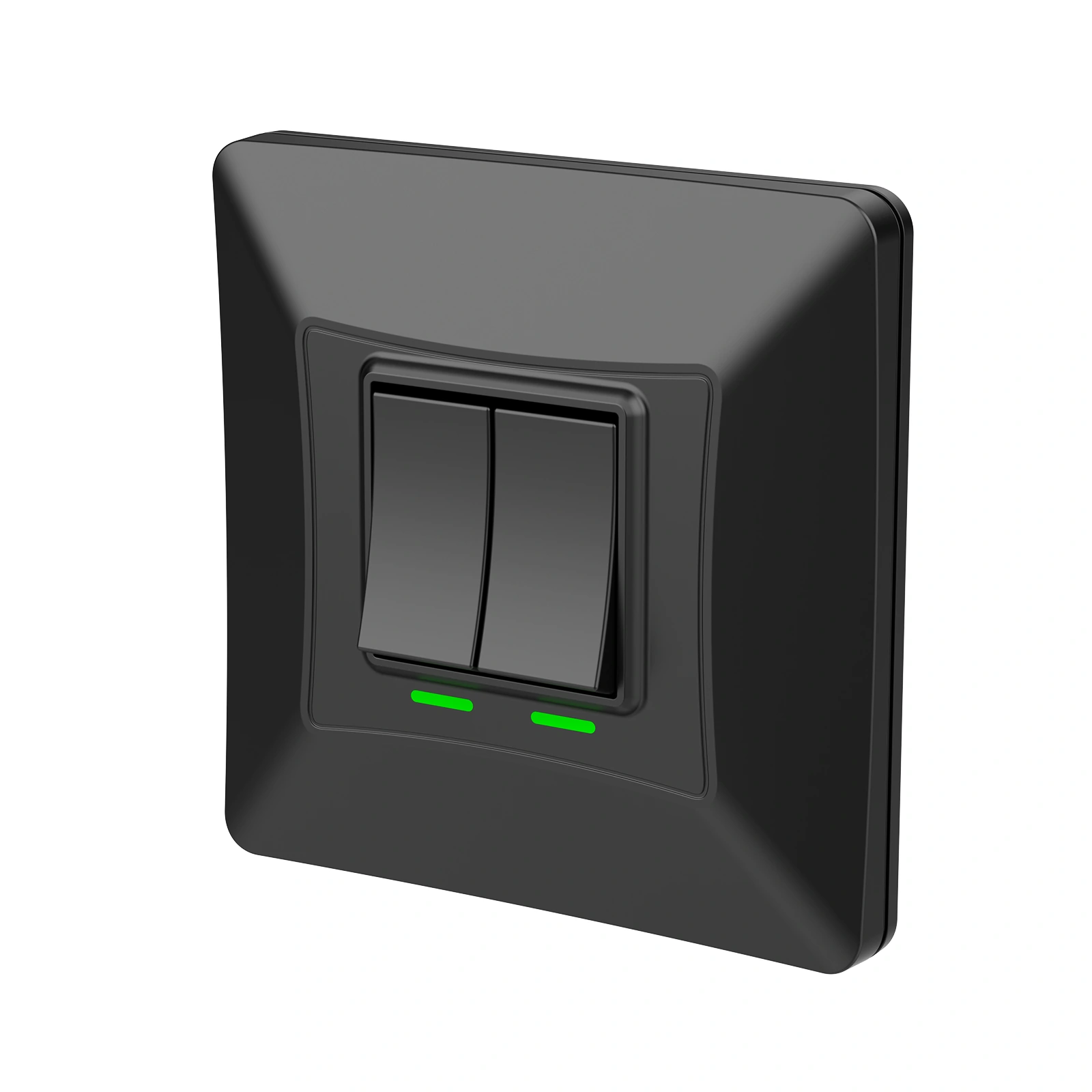 K312 black 2-gang kinetic switch — angle view