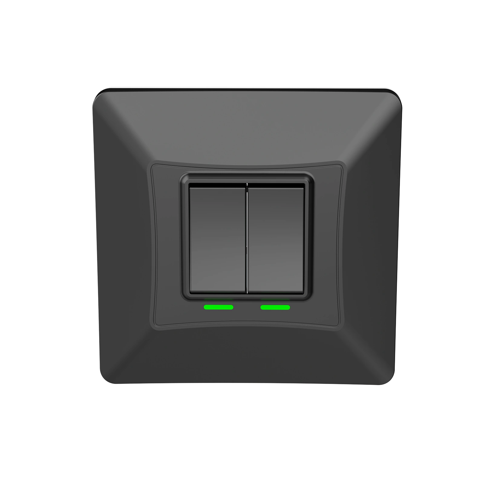 K312 black 2-gang kinetic switch — front view