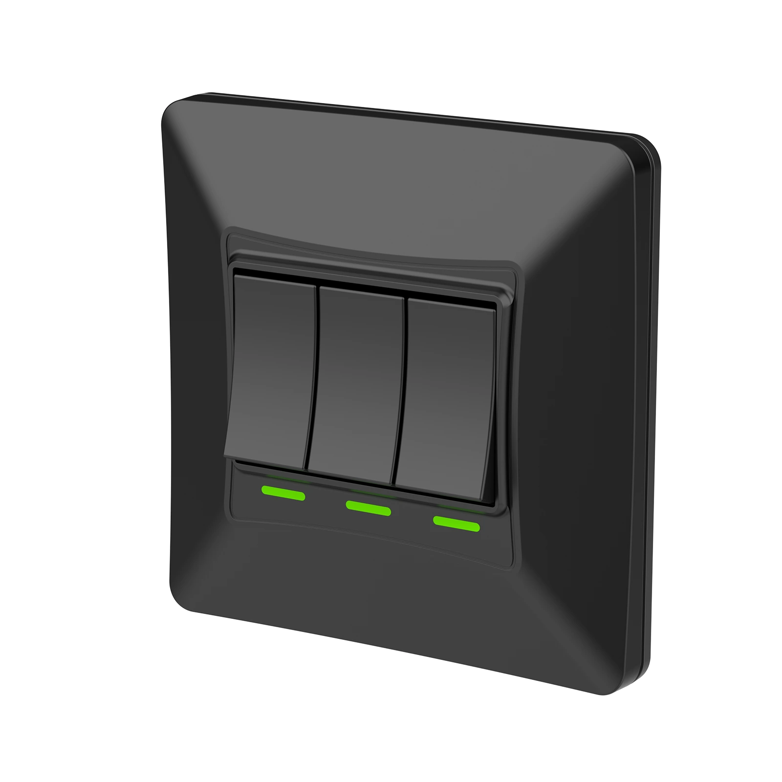 K313 black 3-gang kinetic switch — angle view