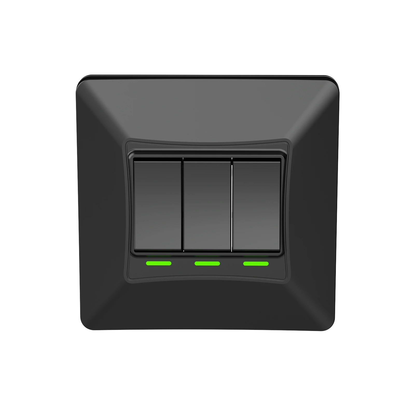 K313 black 3-gang kinetic switch — front view